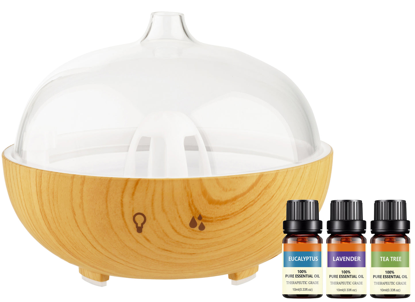 Mini Glass Brown Wood Grain Diffuser with Essential Oils