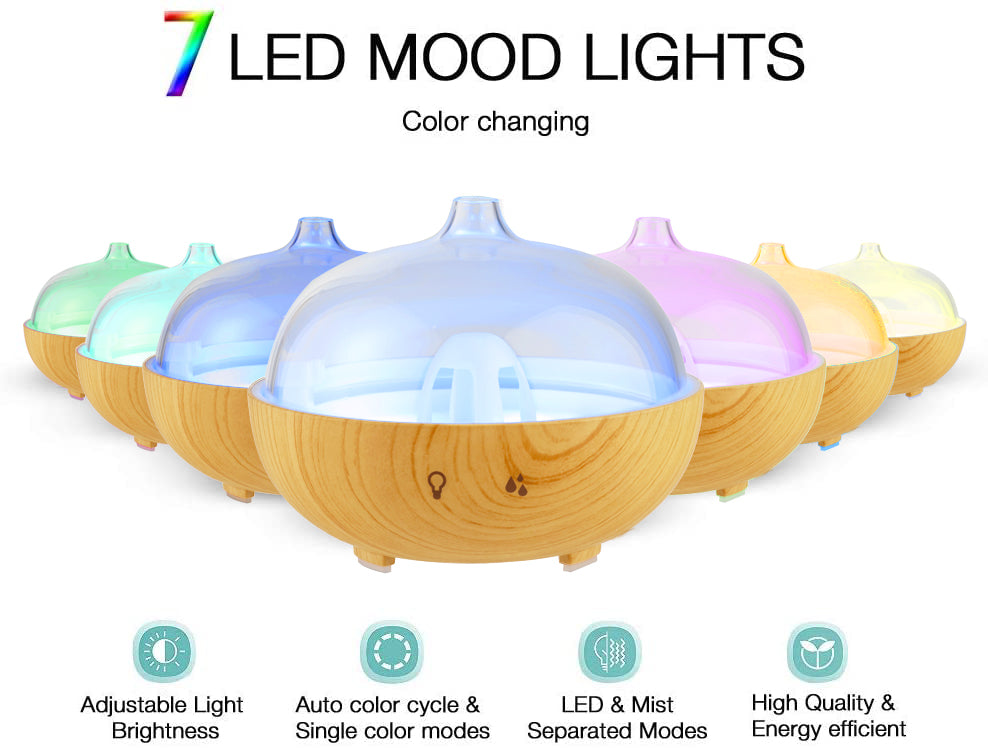 Mini Glass Brown Wood Grain Diffuser with Essential Oils