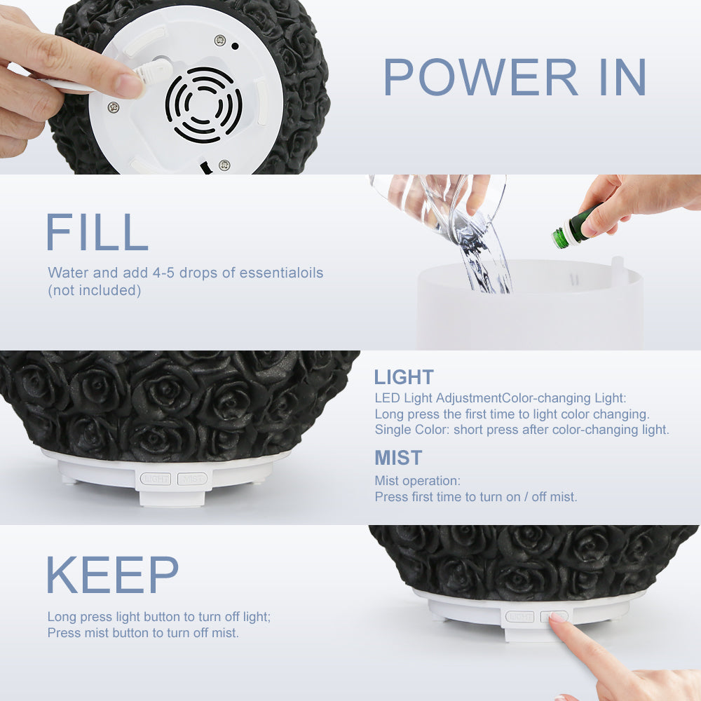 Rose Black Resin Aroma Diffuser